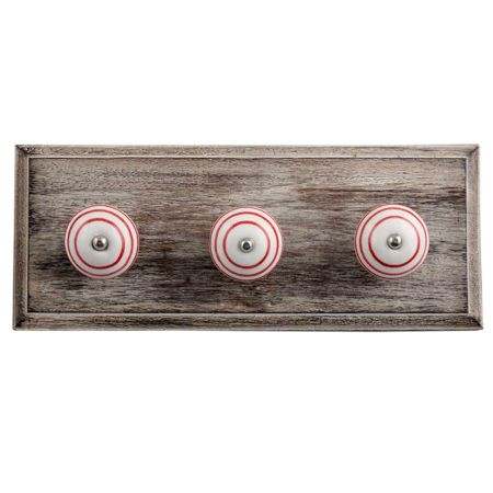 White Red Strip Wooden Hooks